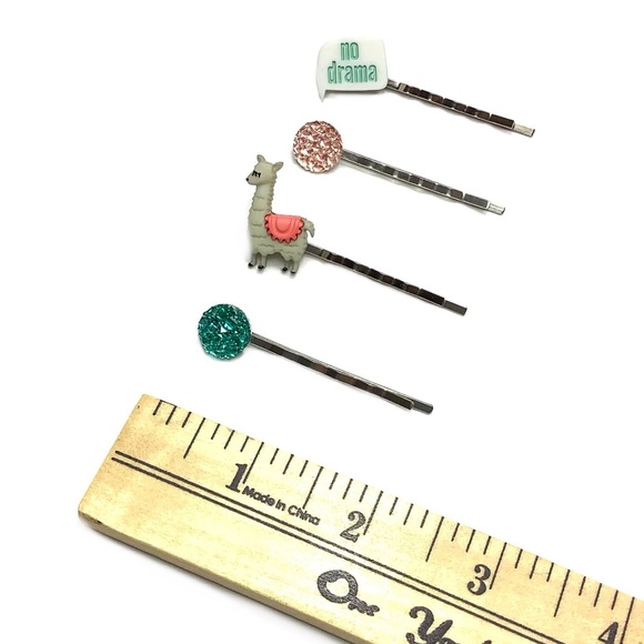 No Drama Llama Bobby Pin Hair Accessory 4pc Set - Picture 4 of 6